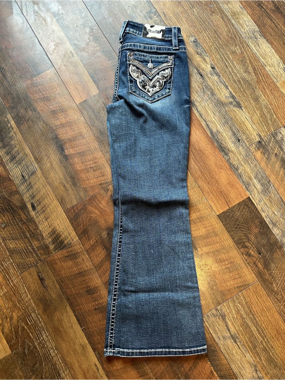 Miss Me Indigo Bootcut Jeans with Embellished Back Pockets
